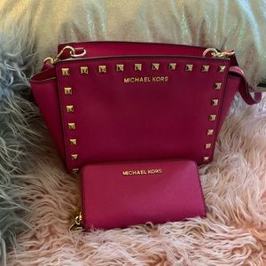 Michael Kors Rasberry Selma Crossbody & Wallet